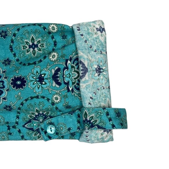 Liz Claiborne Nightgown Size L Teal Medallion Print Sleepwear Quiet Luxury Style - Picture 10 of 11